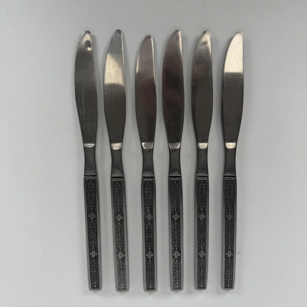 Nasco Kashmir Vintage Lot Of 6‎ Stainless Butter Knives Korea
